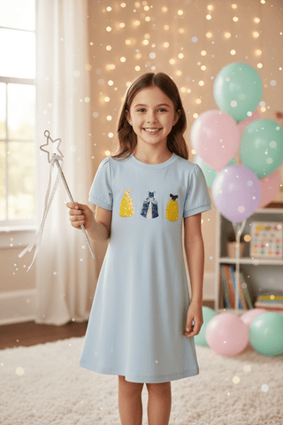 Emma Jean Kids Light Blue Princess Applique Dress-Misc.-Simply Blessed Children's Boutique