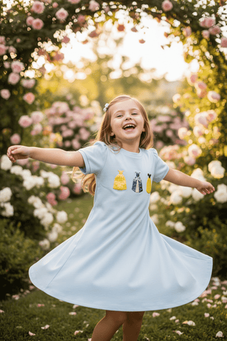 Emma Jean Kids Light Blue Princess Applique Dress-Misc.-Simply Blessed Children's Boutique
