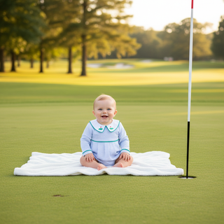 Itsy Bitsy Baby Boys Light Blue Golf Bubble with Embroidered Collar-Boys One-Piece-Simply Blessed Children's Boutique