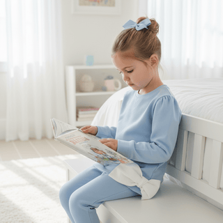 Cassidy Comfy Crewneck with Bow – Beale Street Blue/Worth Ave White | The Beaufort Bonnet Company-Girls Sweatshirt/Pullover-Simply Blessed Children's Boutique