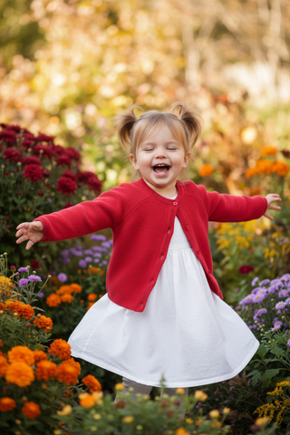 Red Purl Knit Cardigan Sweater-Girls Sweater-Simply Blessed Children's Boutique