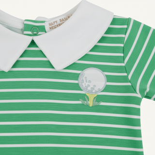Rock Me Romper – Gibson Island Green Stripe/Worth Ave White/Golf | The Beaufort Bonnet Company-Boys One-Piece-Simply Blessed Children's Boutique