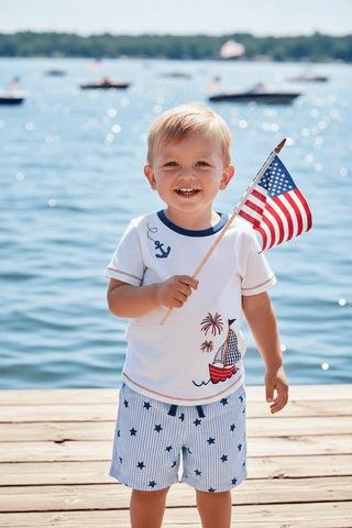 Boy's Sailboat Short Set - Mud Pie-Boys Outfit Sets-Simply Blessed Children's Boutique