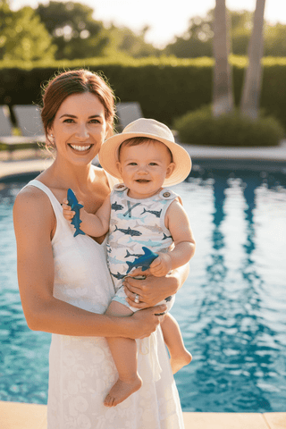Mud Pie Baby Boys Sleeveless Shark Romper-Infants-Simply Blessed Children's Boutique