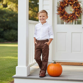 Properly Tied Boys Mallard Pant with Adjustable Cuffs in Bark Brown-Boys Pants-Simply Blessed Children's Boutique