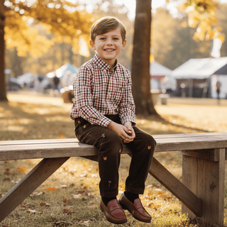 Dean`s List Dress Shirt - Easton Pond Plaid/Gray Bay Brown by The Beaufort Bonnet Company - Simply Blessed Children's Boutique