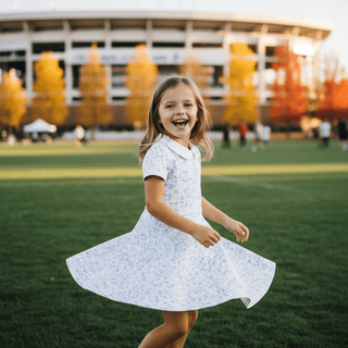 Ishtex Girls Royal Active Wildcat Sports Print Dress-Girls Dresses-Simply Blessed Children's Boutique