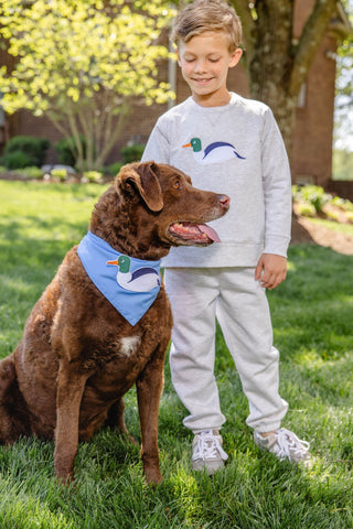 Cassidy Comfy Crewneck - Grantley Gray (Heathered)/Duck by The Beaufort Bonnet Company-Boys Sweatshirt/Pullover-Simply Blessed Children's Boutique
