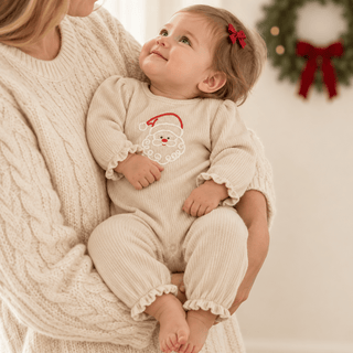 Three Sisters Baby Girls Believe Christmas Romper - Simply Blessed Children's Boutique