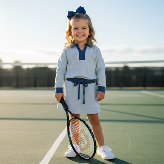 Millie Jay Girls Long Sleeve Navy Stripe Top and Skort Set-Girls Outfit Sets-Simply Blessed Children's Boutique