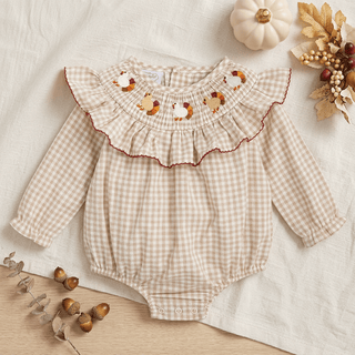 Mud Pie Baby Girls Thanksgiving Turkey Smocked Bubble-Infants-Simply Blessed Children's Boutique