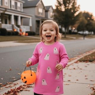 Mud Pie Sequin Ghost Sweatshirt Dress - Simply Blessed Children's Boutique