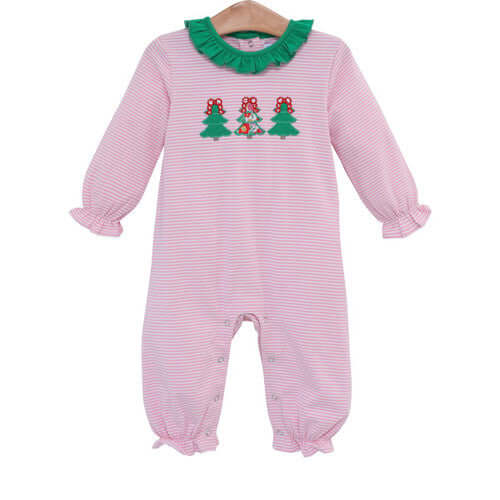 Trotter Street Kids Christmas Tree Applique Ruffle Romper