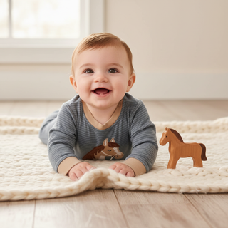 Millie Jay Baby Boys Long Sleeve Horse Applique Romper-Infants-Simply Blessed Children's Boutique