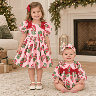 Mud Pie Christmas Block-Print Bubble & Headband Set-Infants-Simply Blessed Children's Boutique
