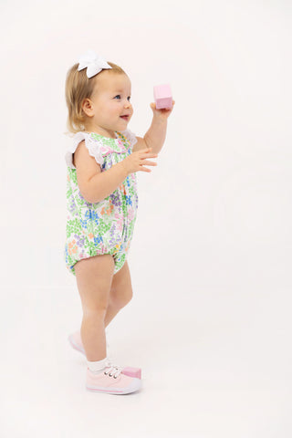 Angel Sleeve Blythe Bubble - Gaston St Garden/Worth Ave White by The Beaufort Bonnet Company-Girls One-Piece-Simply Blessed Children's Boutique