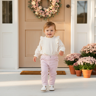 Angel Dear Veiled Pink Corduroy Pants with Bow Pocket-Girls Leggings/Bottoms-Simply Blessed Children's Boutique