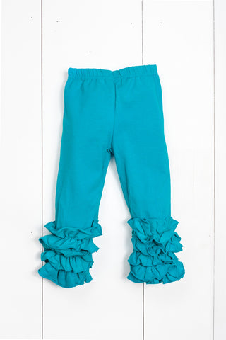 Teal Ruffle Leggings-Girls-Simply Blessed Children's Boutique