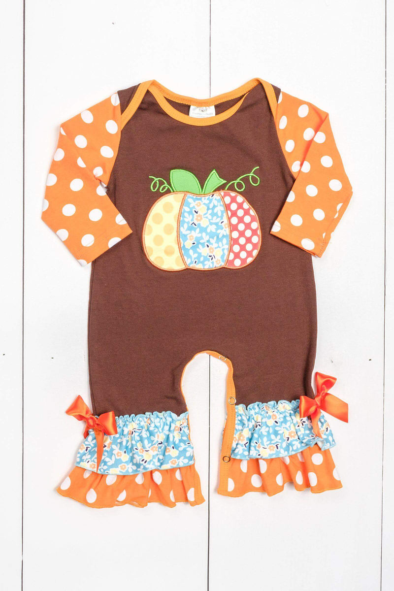 Pumpkin Romper-Simply Blessed Children's Boutique
