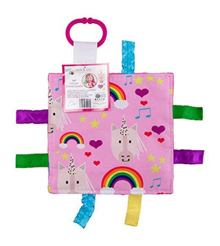 Unicorn Hearts Crinkle Tag Square 8x8 Baby Teach @ Home Toy-Baby Activity Toys-Simply Blessed Children's Boutique