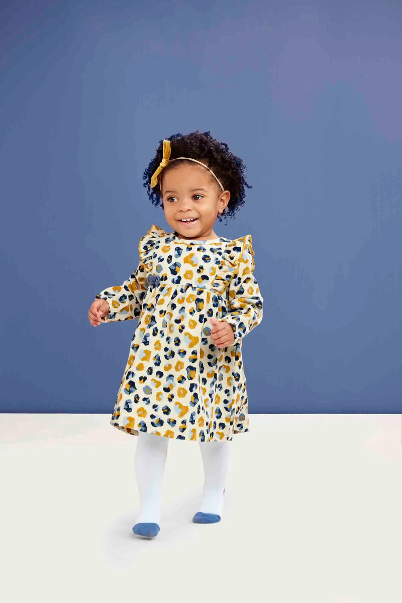 Mud pie blue leopard baby girl boutique dress set