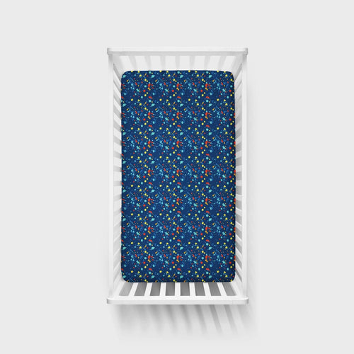 Blue Paint Party Fitted Crib Sheet