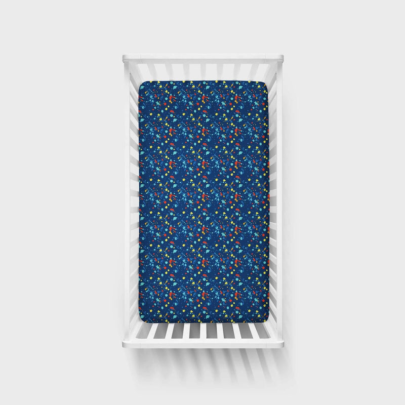 Blue Paint Party Fitted Crib Sheet