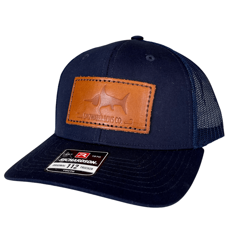 Saltwater Boys Co. Leather Logo Hat Navy