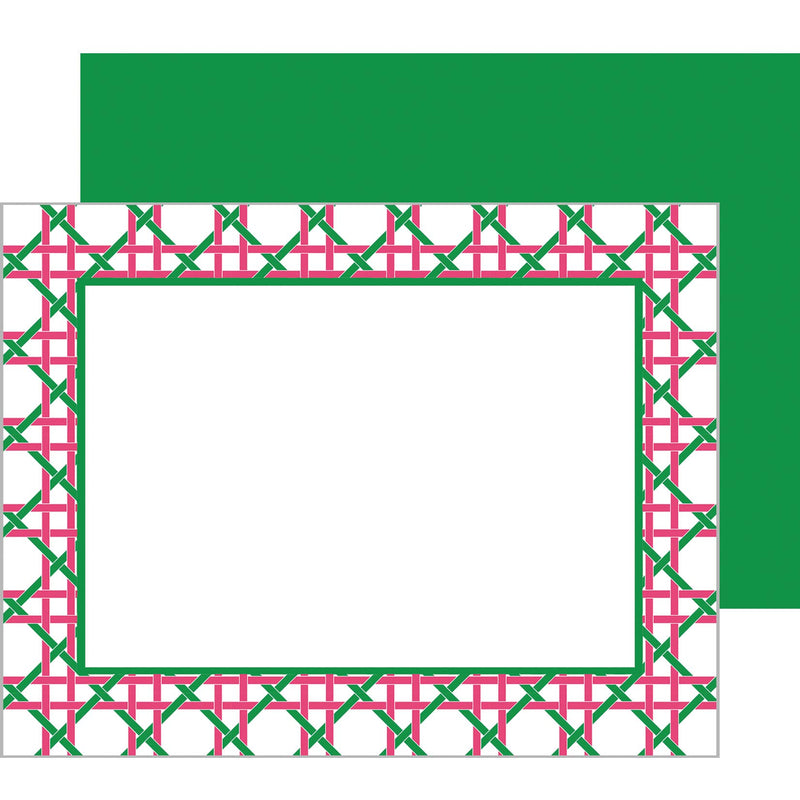 Basketweave Flat Notecards | Hot Pink And Green