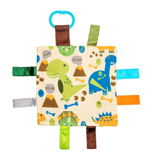 Dinosaur T-Rex Triceratops Crinkle Tag Square 8"x 8"-Baby Activity Toys-Simply Blessed Children's Boutique