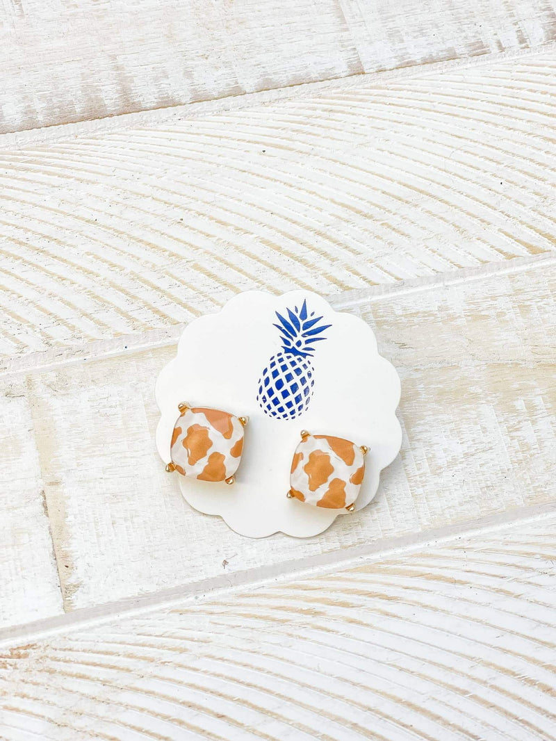Cow Print Stud Earrings
