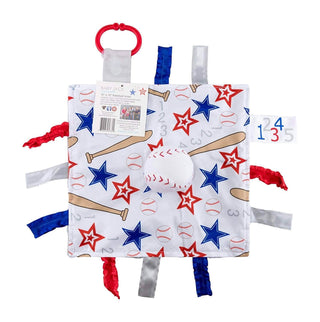 Baseball Baby Learning Lovey Tag Stroller Toy 10" x 10"