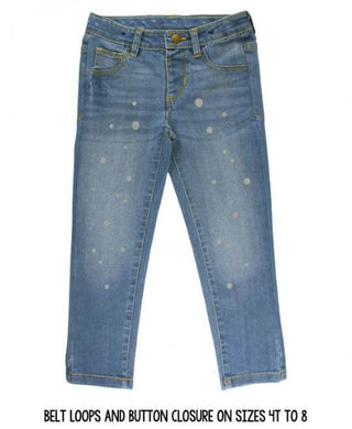 Light Wash Denim Dot Jeggings-Girls-Simply Blessed Children's Boutique