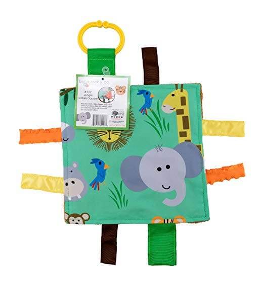 Jungle Zoo Crinkle Tag Square 8x8 Baby Teach @ Home Toy-Baby Activity Toys-Simply Blessed Children's Boutique