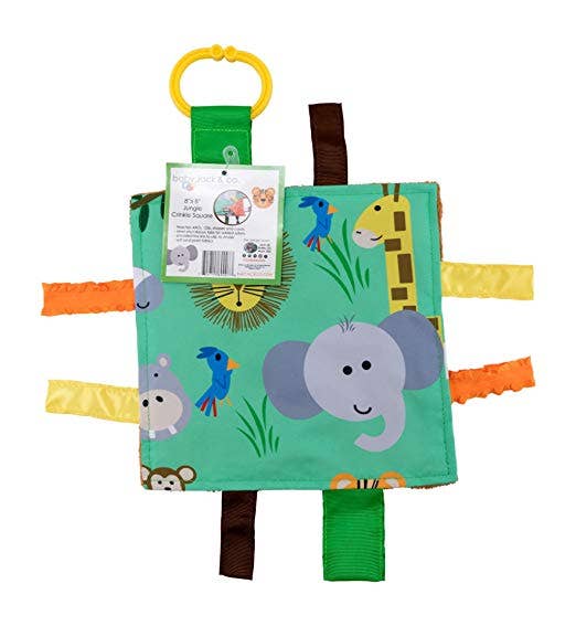 Jungle Zoo Crinkle Tag Square 8x8 Baby Teach @ Home Toy-Baby Activity Toys-Simply Blessed Children's Boutique