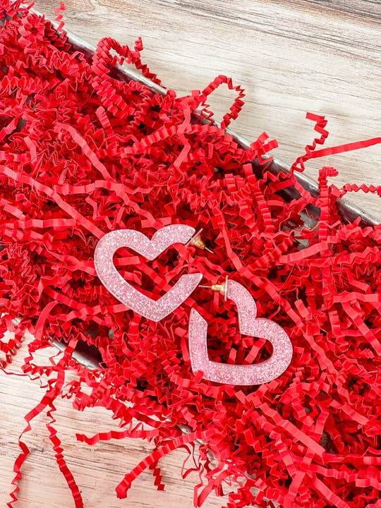 Acrylic Glitter Heart Hoop Earrings