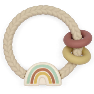 Neutral Rainbow Ritzy Rattle™ Silicone Teether-Simply Blessed Children's Boutique