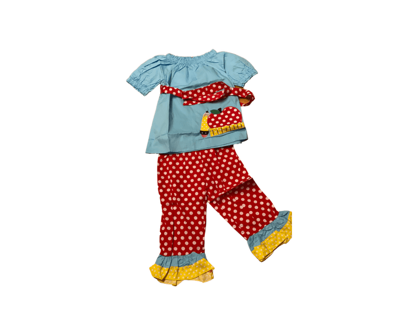 Girls Back To School Appliqued Capri Outfit-Girls-Simply Blessed Children's Boutique