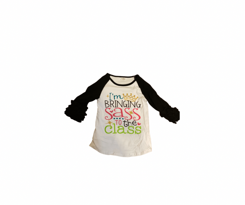 I'm Bringing Sass to the Class Ruffle Sleeve Shirt-Girls-Simply Blessed Children's Boutique