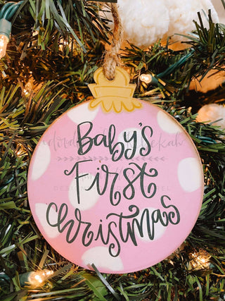 Baby's First Christmas Ornament- Pink