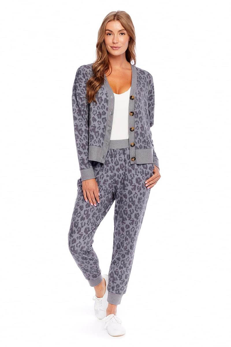Black leopard cardigan top