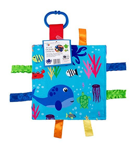 Ocean Fish Crinkle Tag Square 8x8 Baby Teach @ Home Toy