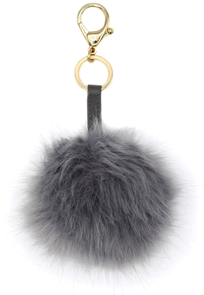 Gray Pouf Diaper Bag Charm Keychains