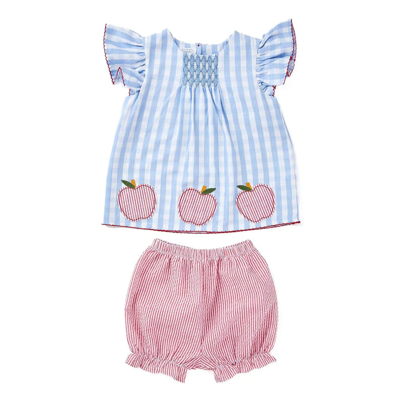 girls Mud Pie APPLE TODDLER GIRL SHORT SET