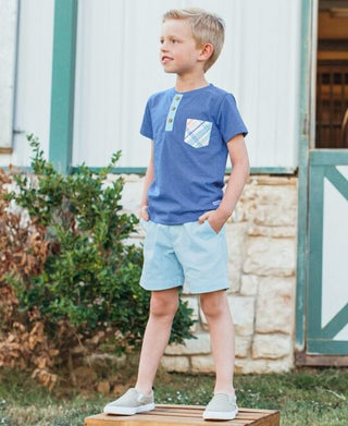 Blue Pocket Henley-Boys-Simply Blessed Children's Boutique