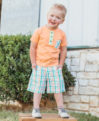 Peach Pocket Henley-Boys-Simply Blessed Children's Boutique