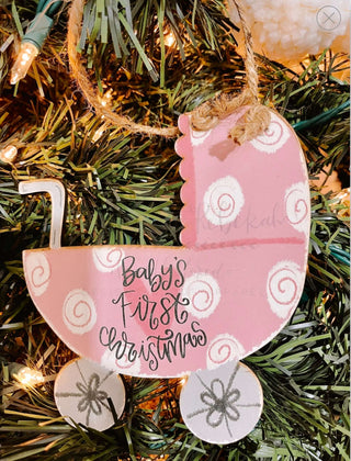 Baby's First Christmas Ornament -Pink Stroller-Christmas ornament-Simply Blessed Children's Boutique