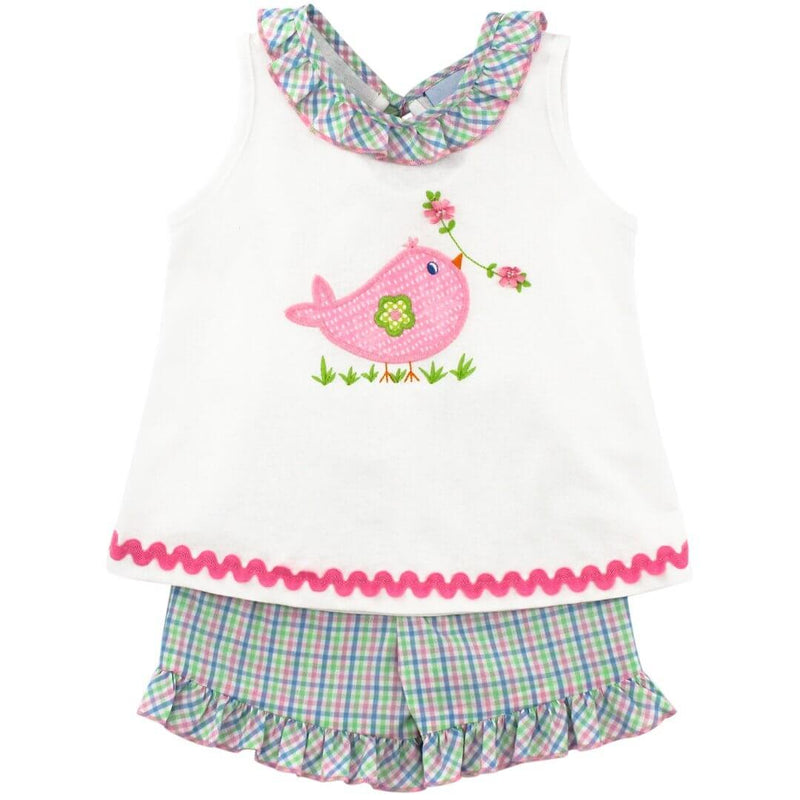 Pastel Plaid Bird Short Set