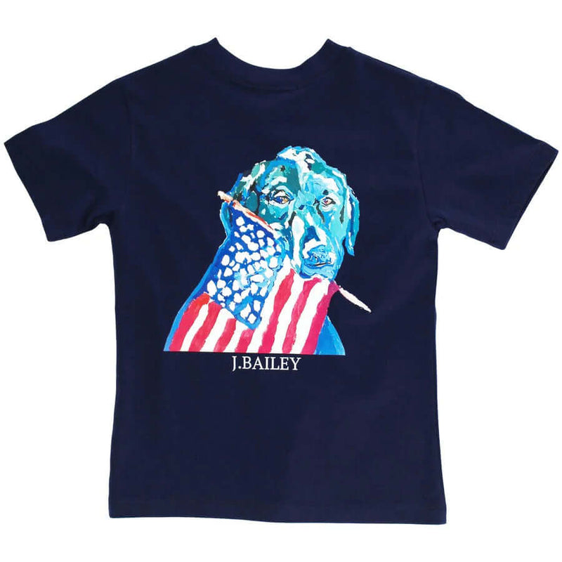 J. Bailey Short Sleeve Logo Tee- Dog on Navy