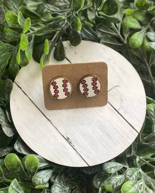 Baseball Earrings - Mustard Seed-Women's Earrings-Simply Blessed Children's Boutique